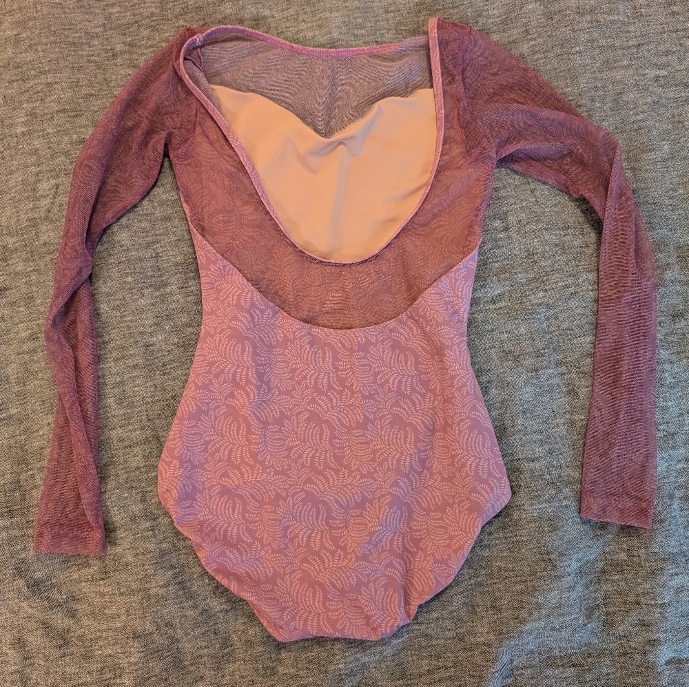 Baltogs Lilac and Pink Long Sleeve Mesh Detail Ballet Leotard - Picture 2 of 4